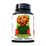 Coregenix Lab Angry Bulk bottle with muscular pumpkin mascot and green flames, labeled as a muscle‑mass support dietary supplement (30 micro tablets).